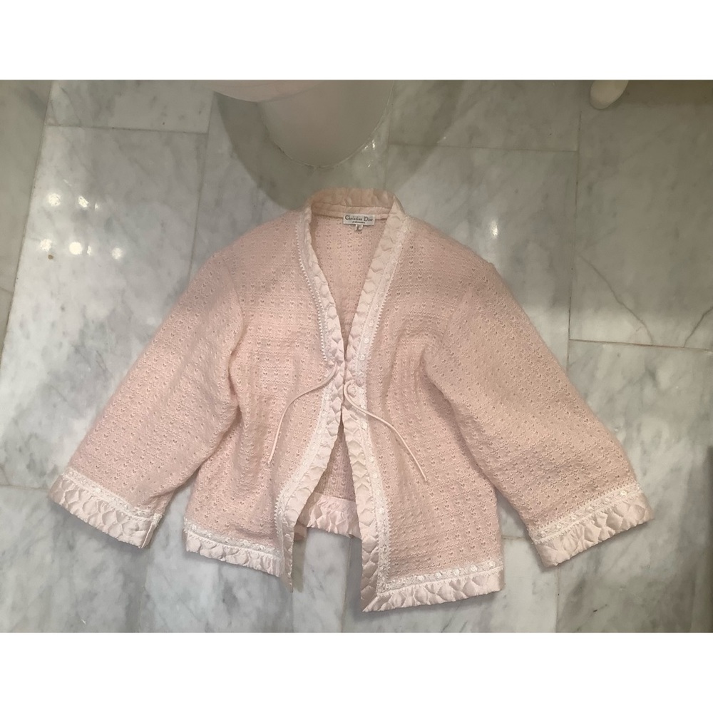 Vintage Christian Dior at Nieman Marcus Short Coat, Jacket, Cardigan Wool Pink.
